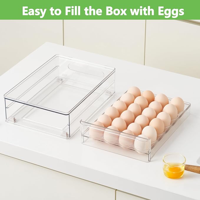 vacane 24 Capacity Egg Holder for Refrigerator Organizer Bins, BPA Free Egg - Image 5