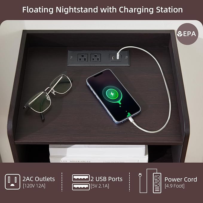 Modern Fluted Floating Nightstand Wall Mounted - Image 4
