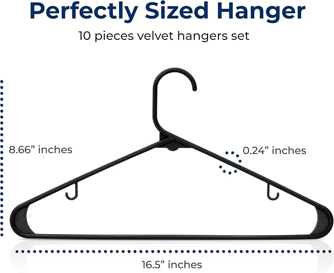SereneLife Premium 10 Pack Plastic Hangers, Lightweight, Space Saving Clothes - Image 2