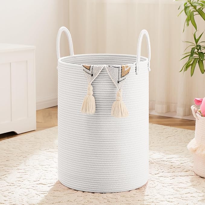 Laundry Basket, Woven Cotton Rope Laundry Hamper, 40L by Artfeel