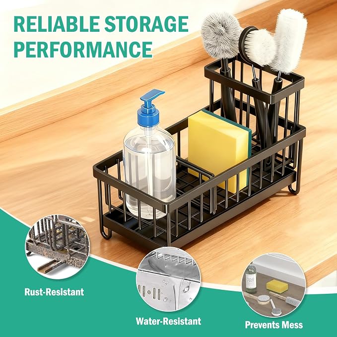 Sponge Holder for Kitchen Sink: 4 Pack Sink Caddy Organizer Complete - Image 4