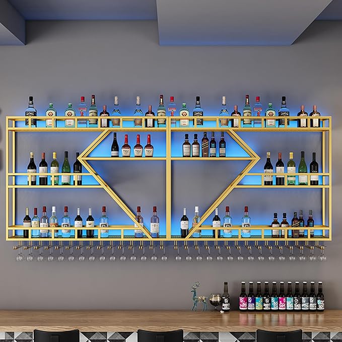 63in Metal Wine Rack Wall Mounted, Modern Wine Storage Rack Wall Mounted - Image 3