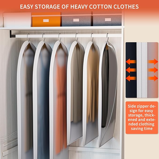 Clear Garment Bags for Hanging Clothes, 40in Dress Clothing Suit Coat for - Image 5