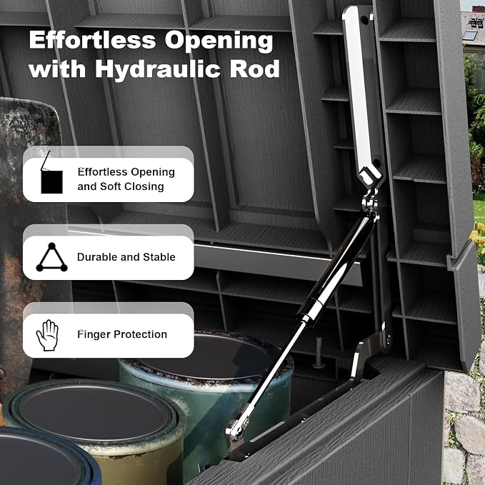 280 Gallon Outdoor Deck Box, Storage Lockable Waterproof Patio Furniture - Image 3