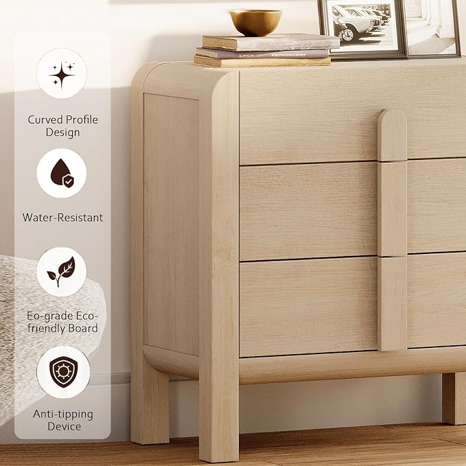 WAMPAT 6 Drawer Dresser for Bedroom, 2 in 1 63" Wide Mid Century Modern Wide - Image 7
