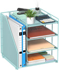 Blue Desk File Organizer and Accessories, 4-Tier Paper Organizer by HOME