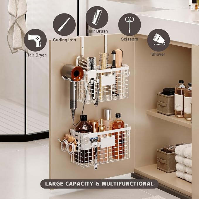 2 Pack Hair Tool Organizer, Adhesive Hair Dryer Holder Cabinet Door/Wall - Image 3