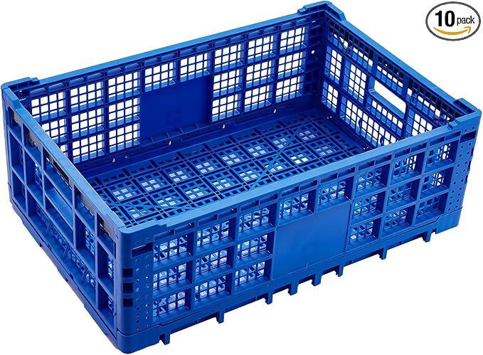 Collapsible Storage Crates, 52 Liter Heavy Duty Foldable Plastic Crates by Unknown