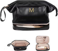Birthday Gifts for Women, Initial Large Makeup Bag, Personalized Double Layer by Vogewood