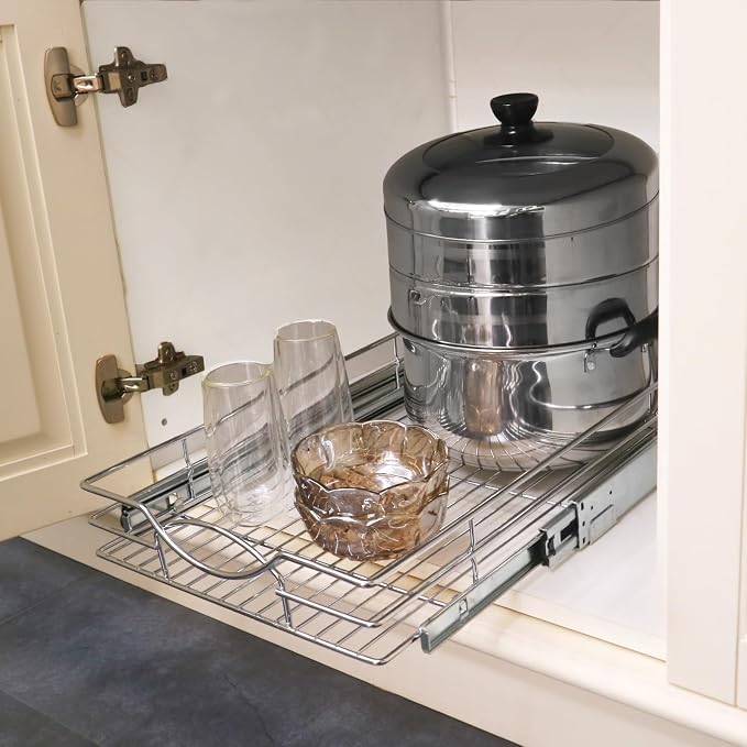 Pull Out Cabinet Organizer 17" W x 21" D, Heavy Duty Kitchen Cabinet Pull Out - Image 5