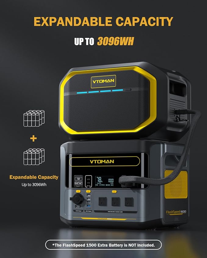 VTOMAN FlashSpeed 1500 Portable Power Station - 3096Wh/1500W Solar Generator - Image 2