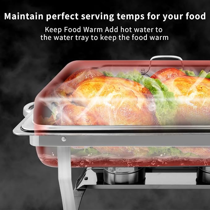 8 Qt 4 Pack Full Size Stainless Steel Chafing Dishes Buffet Set - Image 3