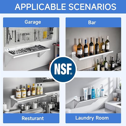 ROCKPOINT Stainless Steel Shelf 10 x 16 Inches 190lb, 2 Pack NSF Metal - Image 7