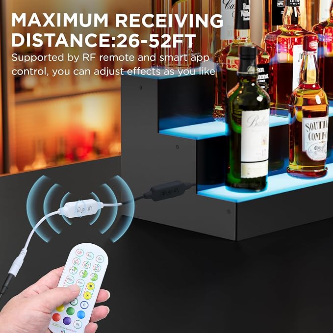 Dethan 2 Tier 48 Inch LED Lighted Liquor Bottle Display Shelf - Image 4