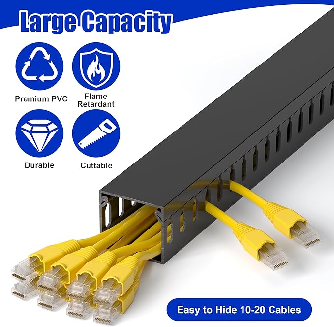63in Professional Server Rack Cable Management Raceway, H1.4 x W1.6in Cable - Image 3