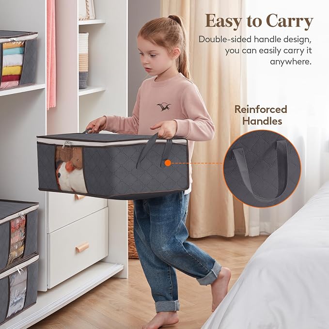 Lifewit 4 Pack Clothes Storage Bag, Foldable Storage Bin Closet Organizer - Image 4