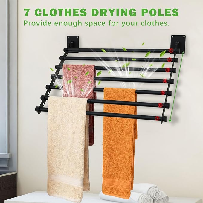 Wall Mounted Drying Rack, 28 Inches Wall Laundry Drying Rack Collapsible Indoor - Image 4