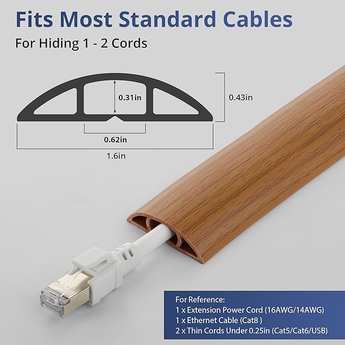 ZhiYo 5.6ft Cord Covers for Wires on Floor, Cord Hider Floor Hide Extension - Image 2