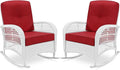 VIVIJASON 2 Piece Patio Wicker Rattan Rocker Chair, Outdoor Rattan Rocker Chair by VIVIJASON