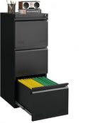 Metal File Cabinet with Lock, Vertical 3 Drawer File Cabinets by GUIZEEOPO