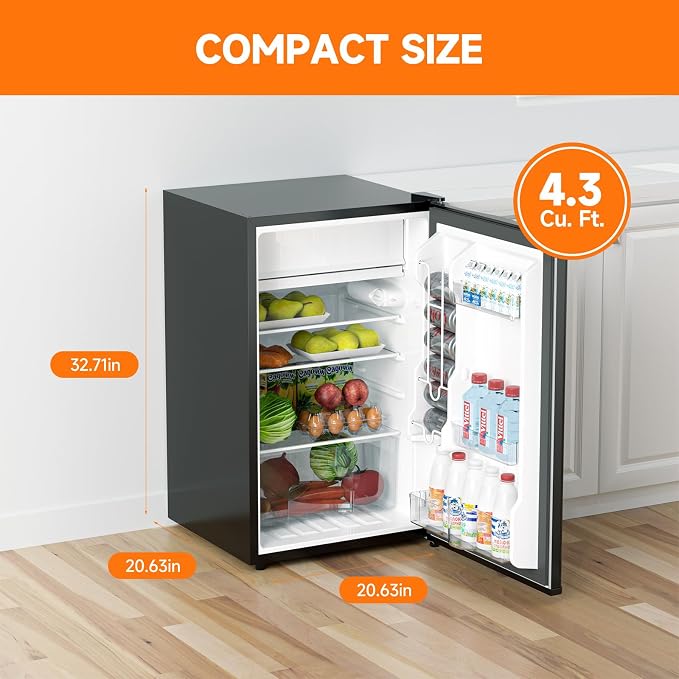 4.3 Cu.Ft Mini Fridge With Freezer, Single Door Mini Fridge w/7 Settings - Image 2