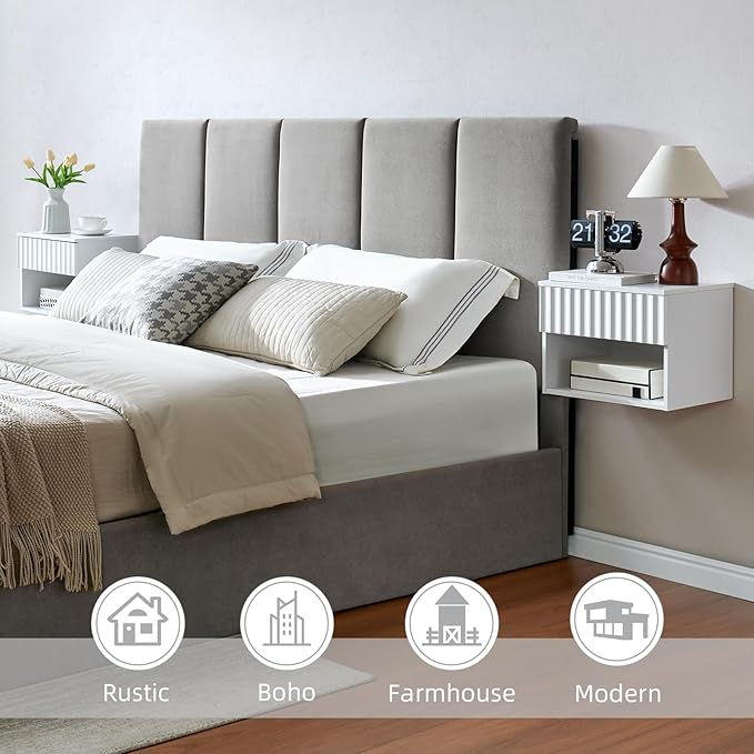 Floating Nightstand with Fluted Drawer - Image 3