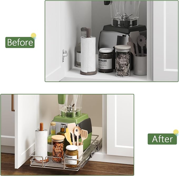 Pull Out Cabinet Organizer 12½" W x 21½" D, Heavy Duty Cabinet Pull Out Shelves - Image 8