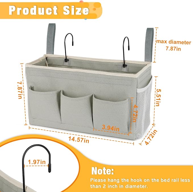 Bedside Caddy Organizer with Fixed Straps & Water Bottle Holder - Image 3