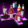 Corner Led Lighted Liquor Bottle Display Shelf, 20 Inch 2 Tier Whiskey Rack by LEEKIMID