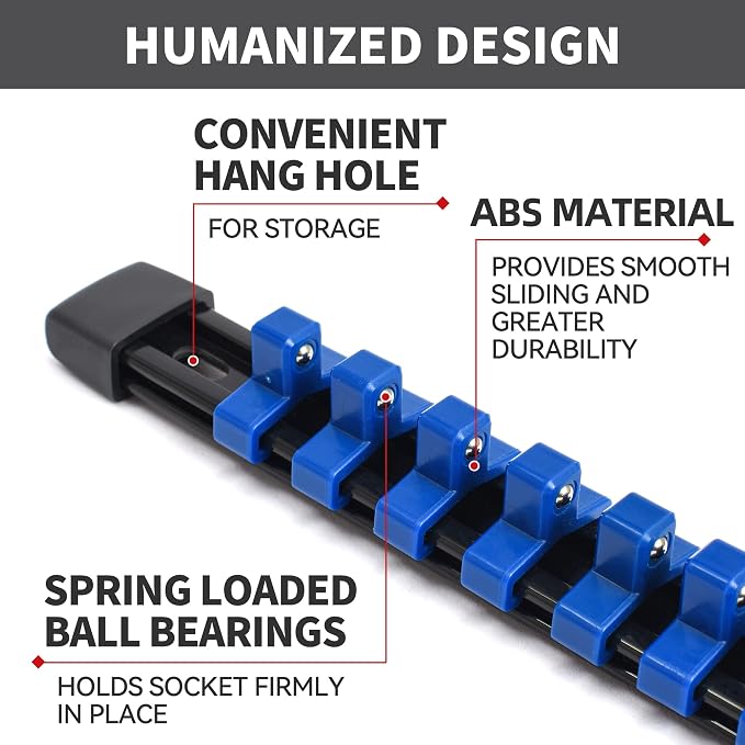 Socket Organizer Drive ABS Tools-Socket Holder, 3/8-Inch x 90 Clips, 1/2-Inch x - Image 3