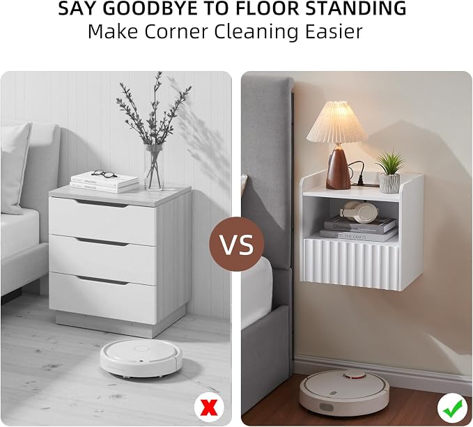 Modern Fluted Floating Nightstand Wall Mounted - Image 5