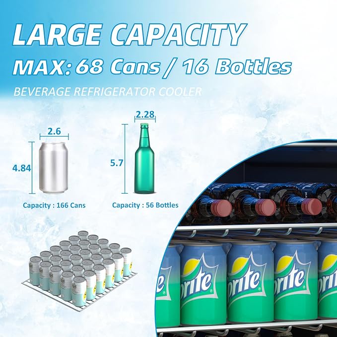 Compact Beverage Refrigerator, 70 Can/1.6 Cubic Feet Fridge - Image 5