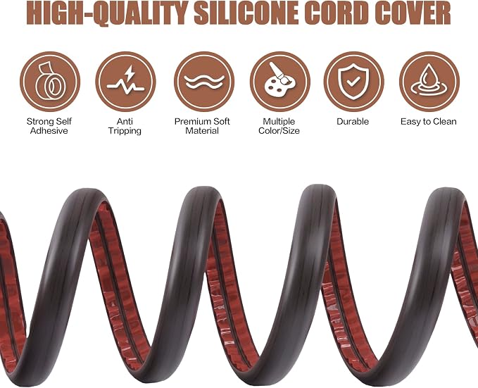 Floor Cord Cover Self Adhesive Cord Hider, 3.3FT Cable Management, Extension - Image 3