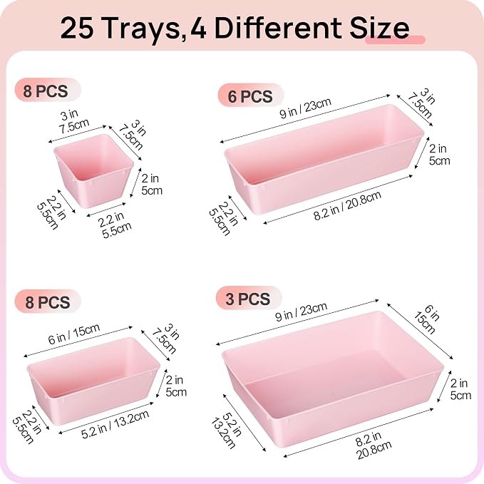 Vtopmart 25 PCS Plastic Drawer Organizers Set, 4-Size Versatile Bathroom and - Image 6