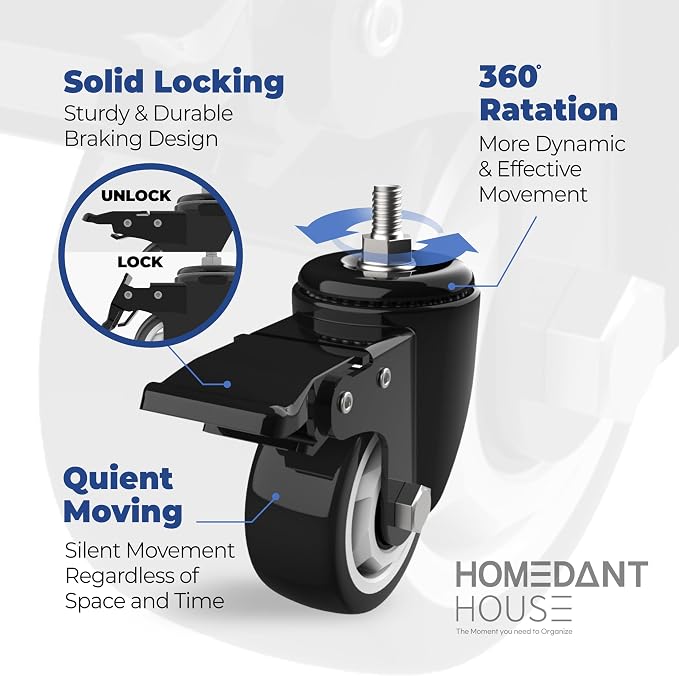 HOMEDANT House 5-Tier Metal Boltless Rolling Cart Shelf Rack Casters Heavy Duty - Image 13