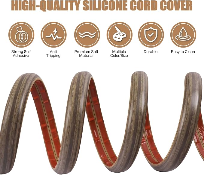 Floor Cord Cover Self Adhesive Cord Hider, 3.3FT Cable Management, Extension - Image 3