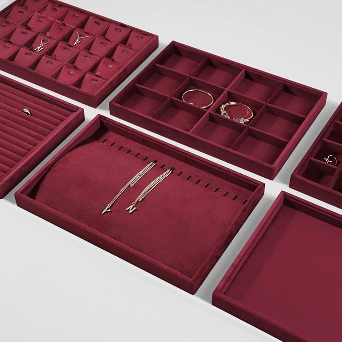 Velvet Stackable Jewelry Display Flat Tray - Image 9