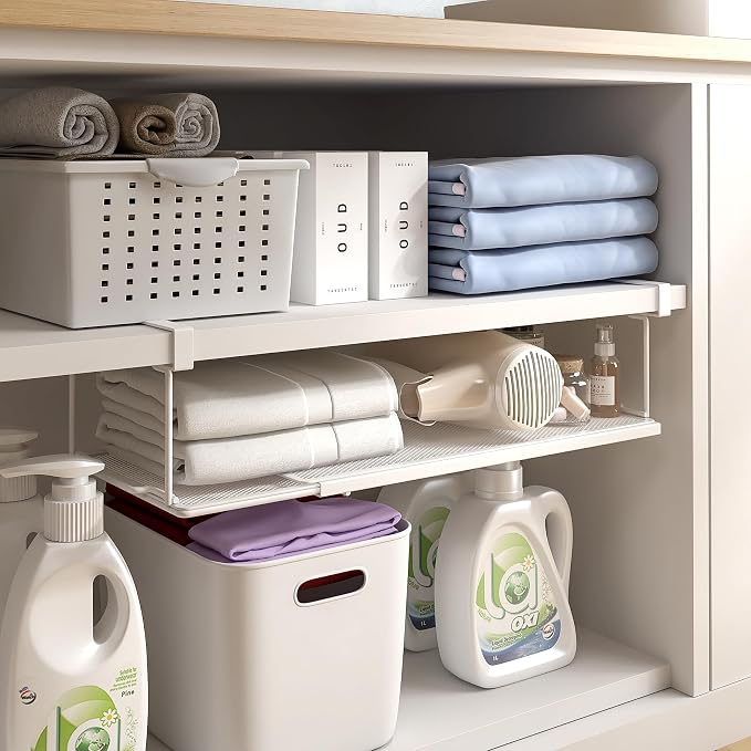 Expandable Under Cabinet Shelf, Extendable Under Shelf Storage - Image 5