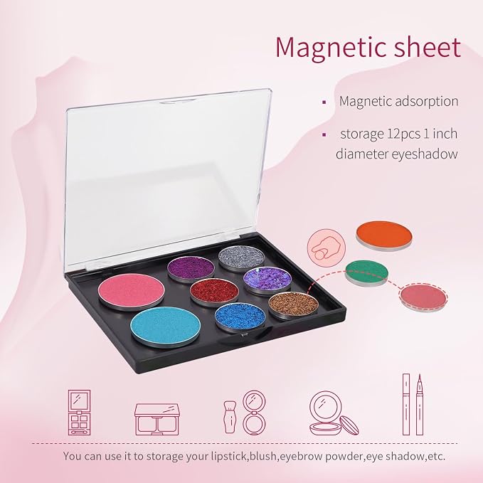 Magnetic Makeup Palette with Clear Top, 5 Pack Empty Eyeshadow Palettes depots - Image 3