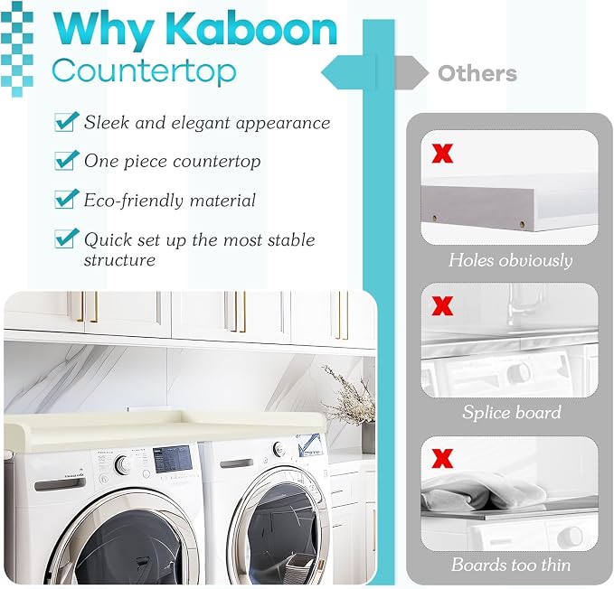 Kaboon Washer Dryer Countertop 58" x 28" Extra Large Version, Melamine - Image 4
