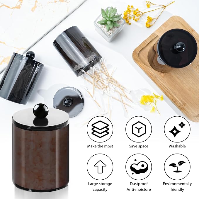 6 Pack Qtip Holder, Canister Apothecary Jar Set, Bathroom Jars - Image 3