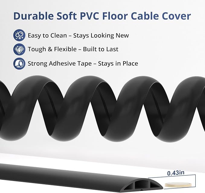 ZhiYo 5.6ft Cord Covers for Wires on Floor, Cord Hider Floor Hide Extension - Image 4