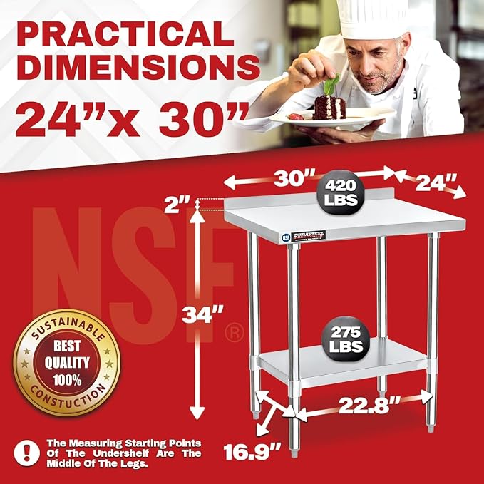 DuraSteel NSF Stainless Steel Table - Image 6