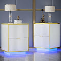 Fluted Nightstand Set of 2, Modern Floating Night Stand by 4ever2buy