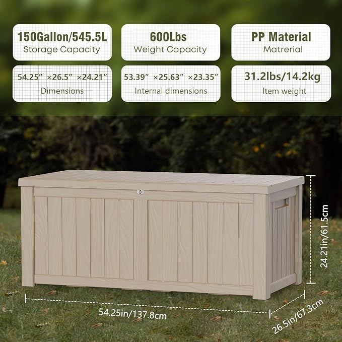 Heavy-Duty 150 Gallon Waterproof Deck Storage Boxes - Image 2