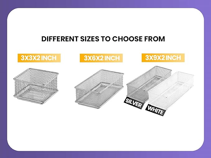 YBM HOME Silver Mesh Drawer Organizer and Storage - Image 8