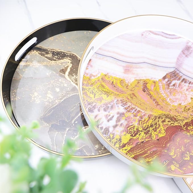 Round Green Marbling Decorative Tray - Image 8