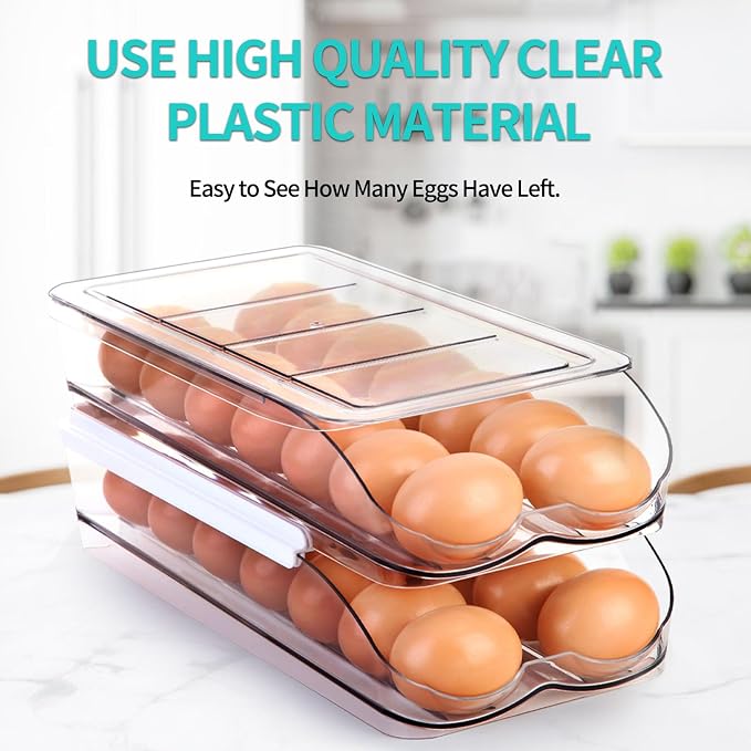 Egg Holder for Fridge, Automatic Rolling Egg Container for Refrigerator - Image 4
