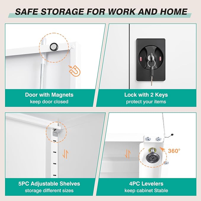SISESOL Wide & Deep Metal Storage Storage Cabinet - Image 6