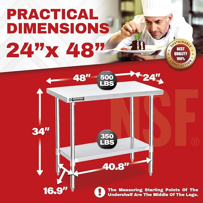 DuraSteel 24x48 Stainless Steel Work Table - Image 3